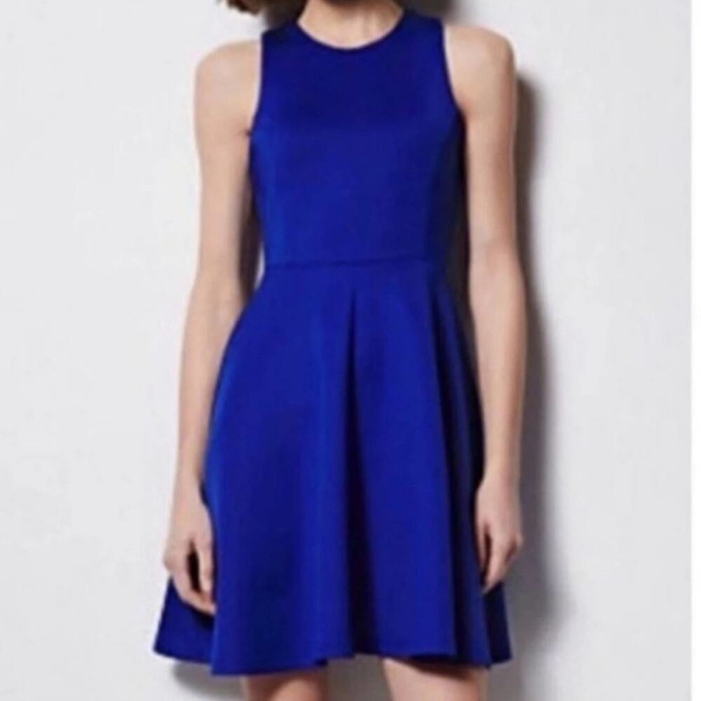 MILLY For Design Nation Electric Cobalt Blue Exposed Zipper Scuba Swing Dress 8